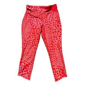 Nike DRI-FIT Workout Athletic Cropped Leggings Pink Cheetah Print Women's Small